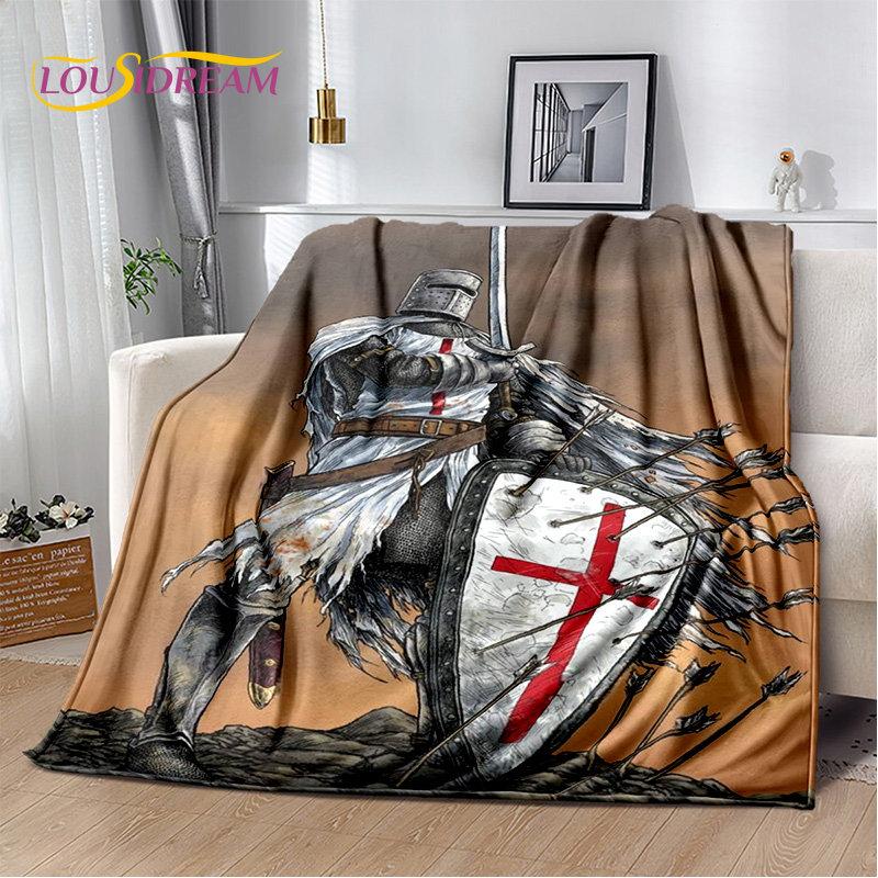 Cavalier Knight Templier Crusaders Joc pătură moale de pluș, pătură de flanel pătură pentru sufragerie dormitor pat canapea picnic