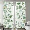 2Pc Sets Of Green Leaf Themed Curtains, Polyester Fabric, Machine Washable, Suitable For Bedroom, Living Room, Bathroom