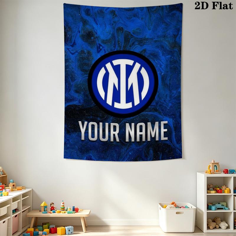 Custom Name Inter Milan Wall Tapestry Aesthetic Wall Hanging Printed Fabric Blanket Decorative Tapestries for Bedroom Living Room Home Decor