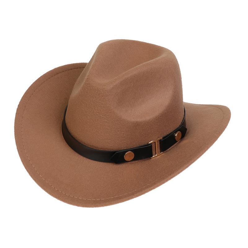 Western Cowboy Top Hat Spring And Autumn New Jazz Hat Big Brim Pentagram Belt Accessories Felt Hat Men And Women