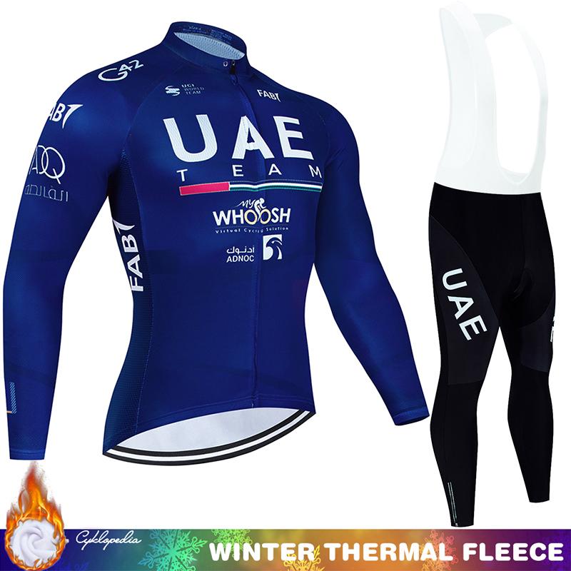 Cycling Clothing Man Bicycle Jerseys Men Sportswear Set UAE Winter Bike Jacket Thermal Fleece Jersey Men's Blouse Mtb Bib Suit