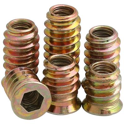 Hex Furniture Nut: Internal/External Tooth, Countersunk, Solid Wood Fixing, Embedded M6/M8/M10 Connection Screw