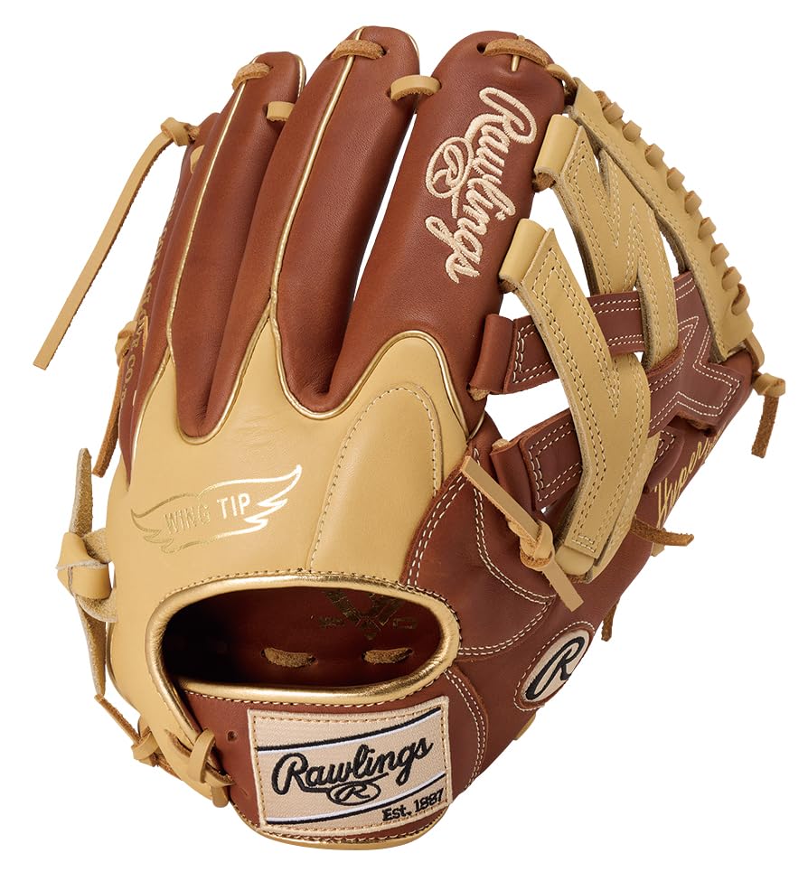 Rawlings HYPER TECH COLOR SYNC GR5FHTCN55W Baseball Throw Glove, Soft, All-Around, Brown/Camel, 11.75 inches, Left-Handed