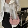 Fashionable Street Style Pu Leather Handbag Medium Crescent Bag With Zipper