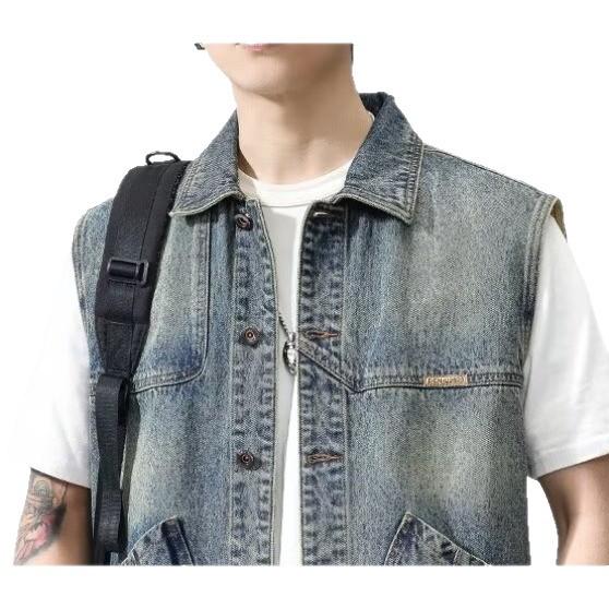 Men's Retro Denim Workwear Vest - Spring/Autumn 2025 Collection, New Loose Fit Gilet