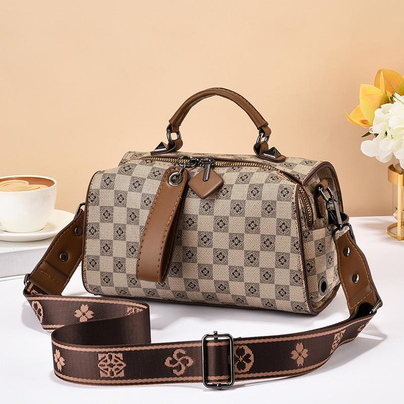 Elegante Borsa a Mano da Donna Boston di Alta Gamma Borsa a Tracolla Casual in Caffè o Kaki