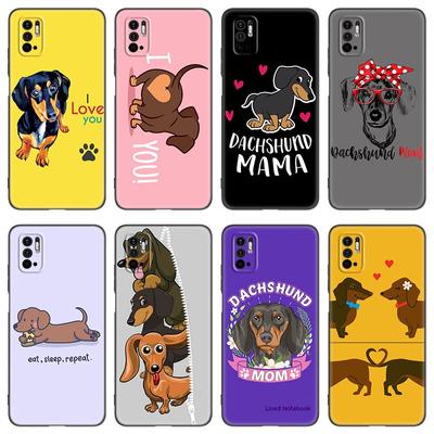 Etui na telefon z motywem jamnika Dla Xiaomi Redmi Note 7 8 8T 9 9S 10 10S 10T 11 11S 4G 11E 11T Pro 5G Miękkie TPU Czarne Pokrowiec