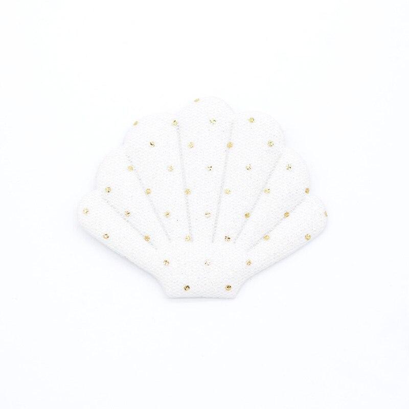 10Pcs 76*58mm Glitter Dot Print Shell Padded Appliques for DIY Cake Topper & Baby Headwear BB Clip Accessories Decor Patches