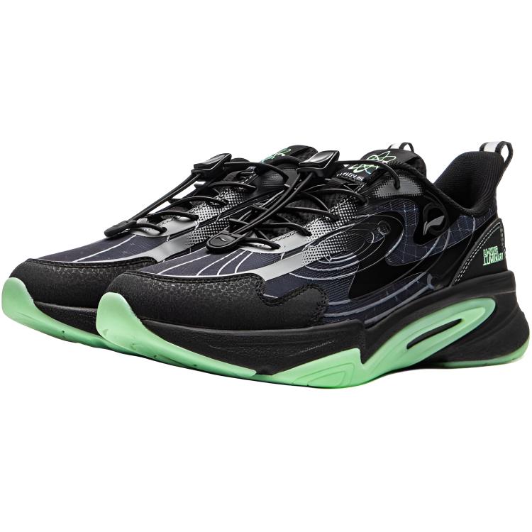 Li Ning Kids Sports Lifestyle Series Night Elf 4 Comfortable Soft Low-Top Casual Shoes Kids sneaker Black Shadow-Gray YKCU110-21