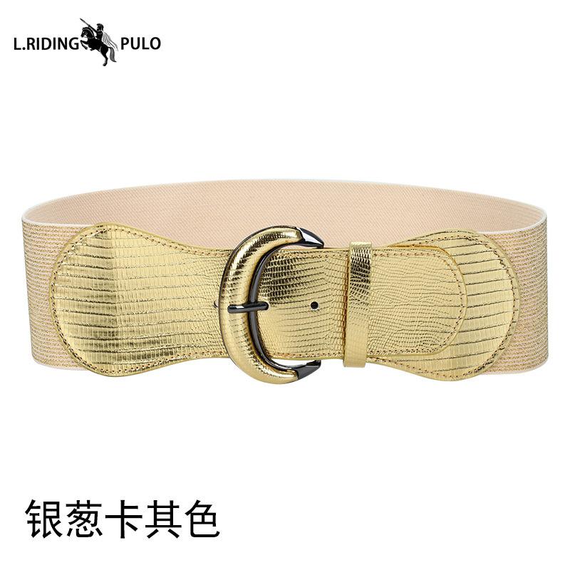 Ceinture de mode Robe Ceinture Femme Boucle en cuir Imprimé animal Ceinture large élastique