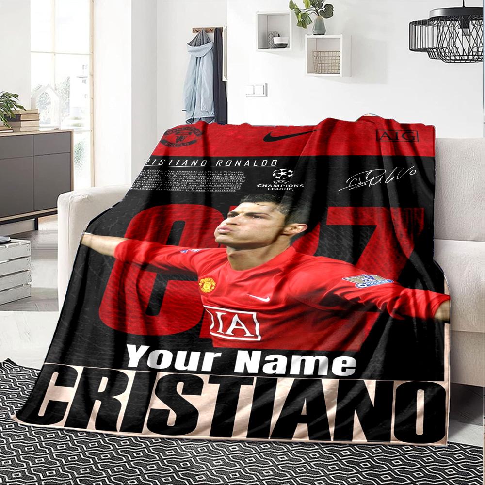 Cristiano Ronaldo (32) Personalized Text Blanket Cozy Personalized Blanket Ultra-Soft Throw For Bedding Home Decor Living Room Picnics All-Season Use