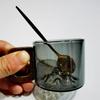 110ML Kleine Kapazität Espresso Glas Kaffeetasse Mit Holztablett Löffel Wiederverwendbare Teetasse Kunst Heim Barista Kaffee Zubehör