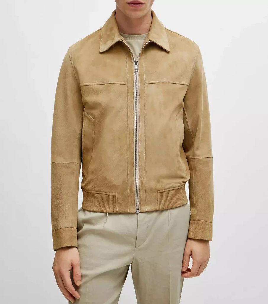 Men's Stylish Bomber Real Soft Jacket Biker Tan Suede Leather Stylish Handmade