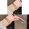 Copper Zirconia Round Bangle With Geometric Design For Womens Fashion Jewelry