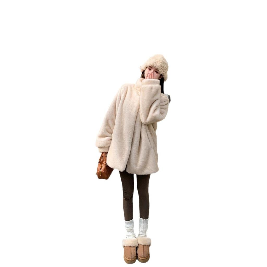 Dongxin imitation mink fur integrated fur jacket environmentally friendly artificial plush coat women's medium length loose and thick