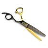 6.0-Inch Black & Gold Napson Hairdressing Scissors with Serrated, Seamless, V-Shaped & Fishbone Teeth
