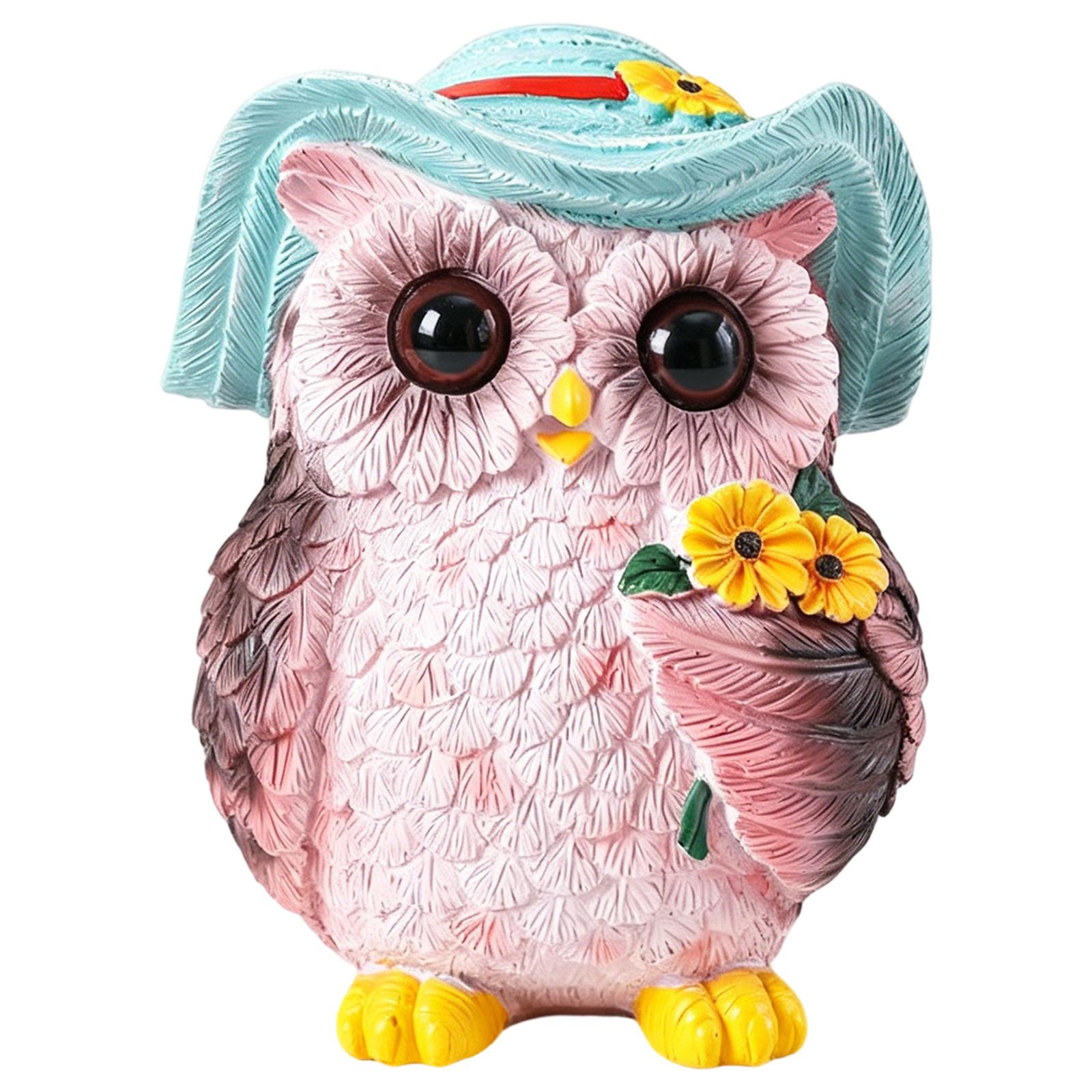 Cartoon Owl Figurine Housewarming Gift for Women Men Birds Lover Cute Resin Owl Figurines for Bookshelf Office Desk Living Room синий