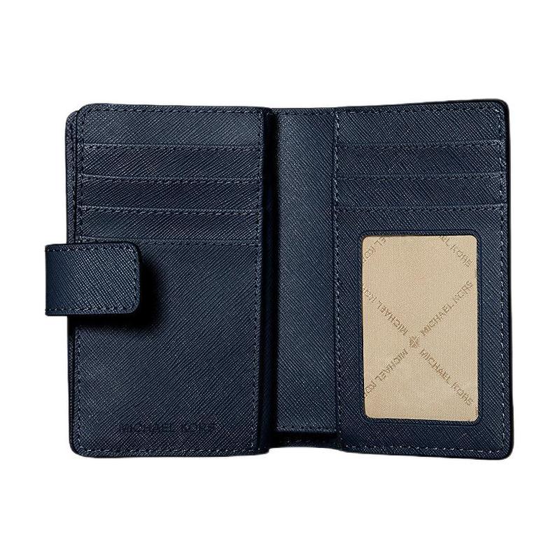 MICHAEL KORS Silver hardware snap closure leather wallet medium women's navy blue