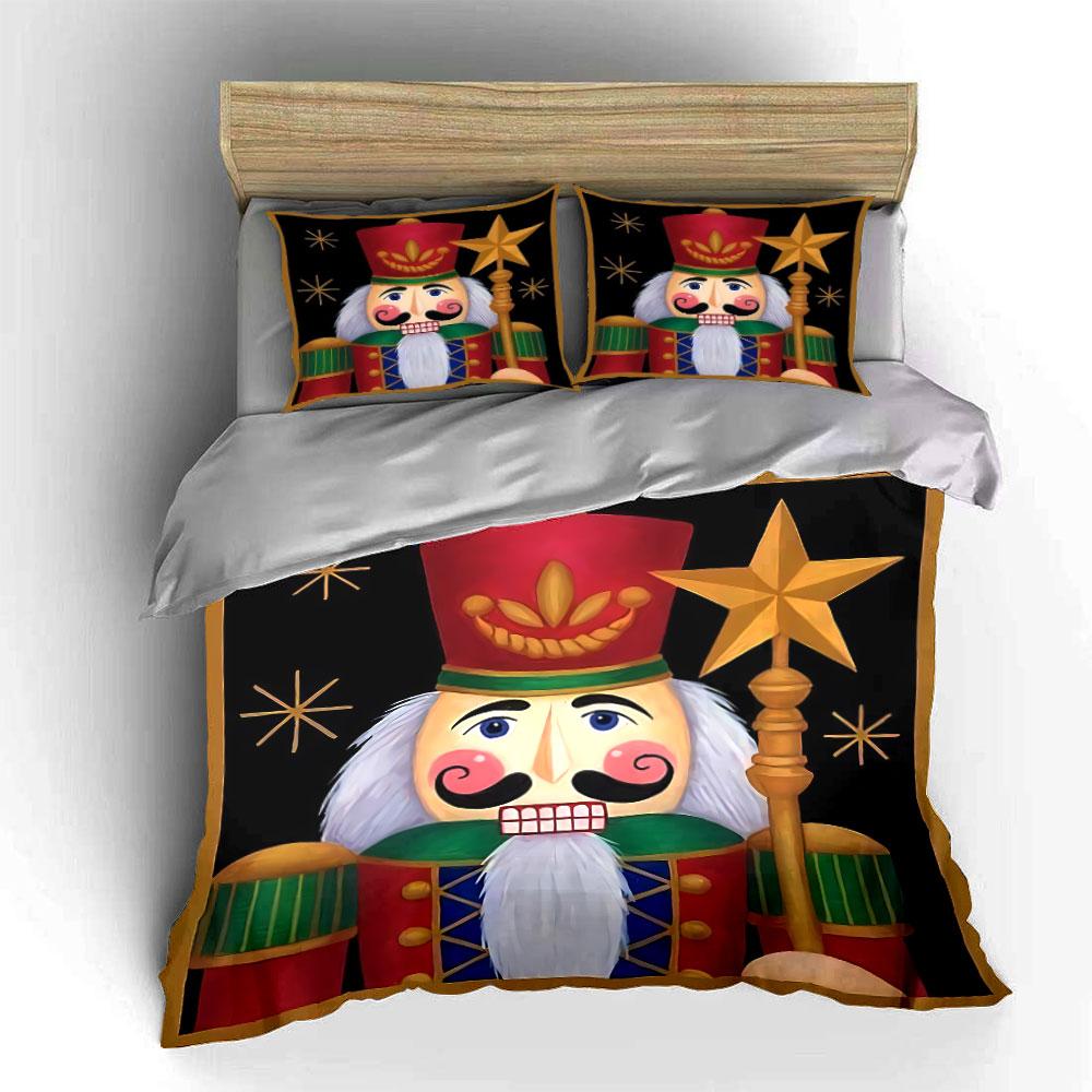 Nutcracker Soldier Design Set Bedding Duvet Cover Set Duvet Cover Pillowcases  (1*Duvet Cover 2*Pillowcases, without duvet insert)