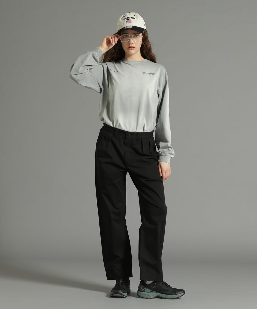 Avirex WEB LIMITED Belle LINE SPRAY L/S T-SHIRT, Women's, Light Gray, Size 023, Size Small, 783-5130701