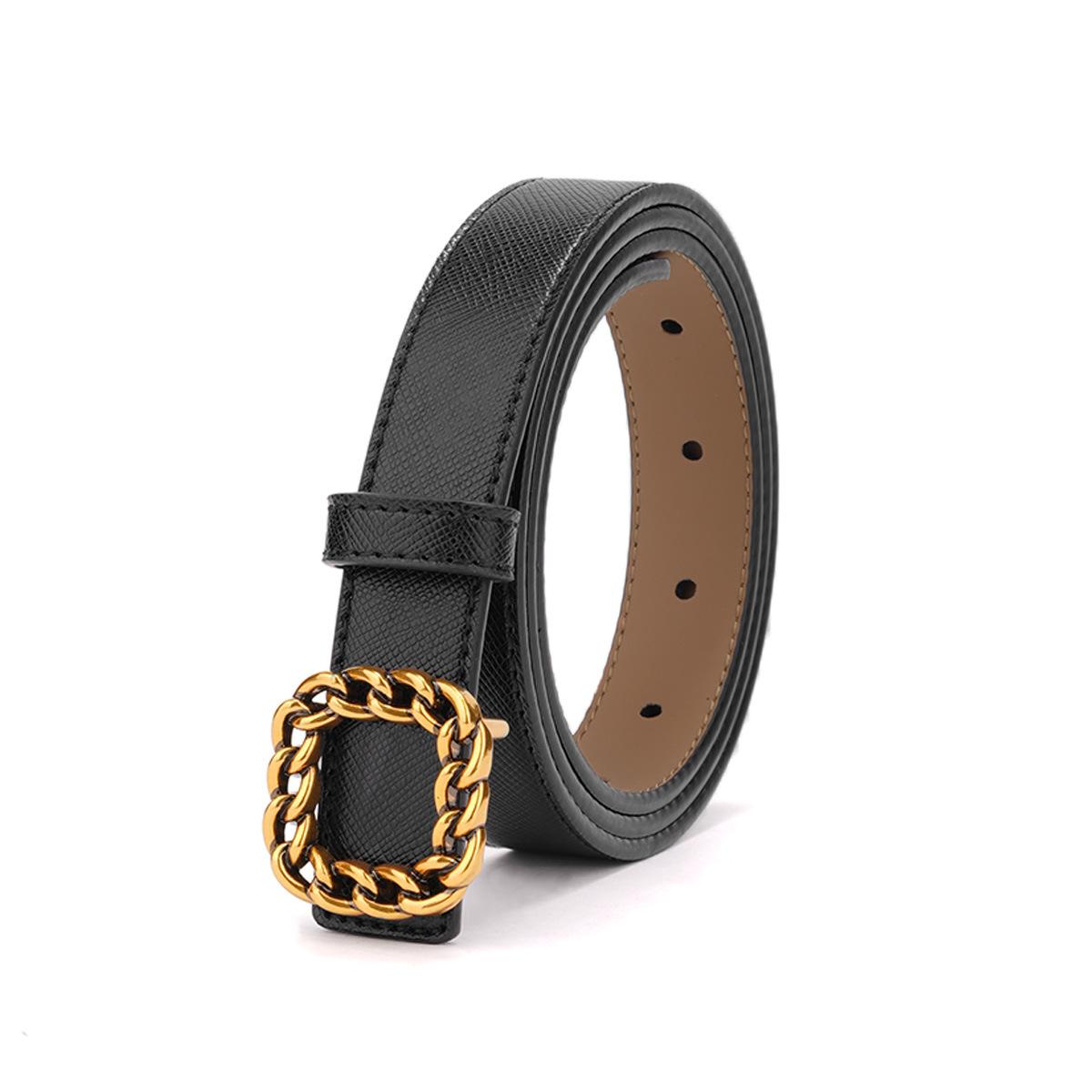 

New Women s Retro Square Buckle Cowhide Leather Belt for Women Versatile Decorative Dress Casual Simple Fashionable Genuine Leather Belt 105cm