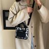 Small Mini Letter Printed Handheld Canvas Bag Contrasting Color Casual Shoulder Bag