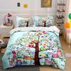 Colorful Owl Tree Decor Set Soft Comfortable Duvet Cover Bedding Set Included 1*Duvet Cover & 2*Pillowcases Gift