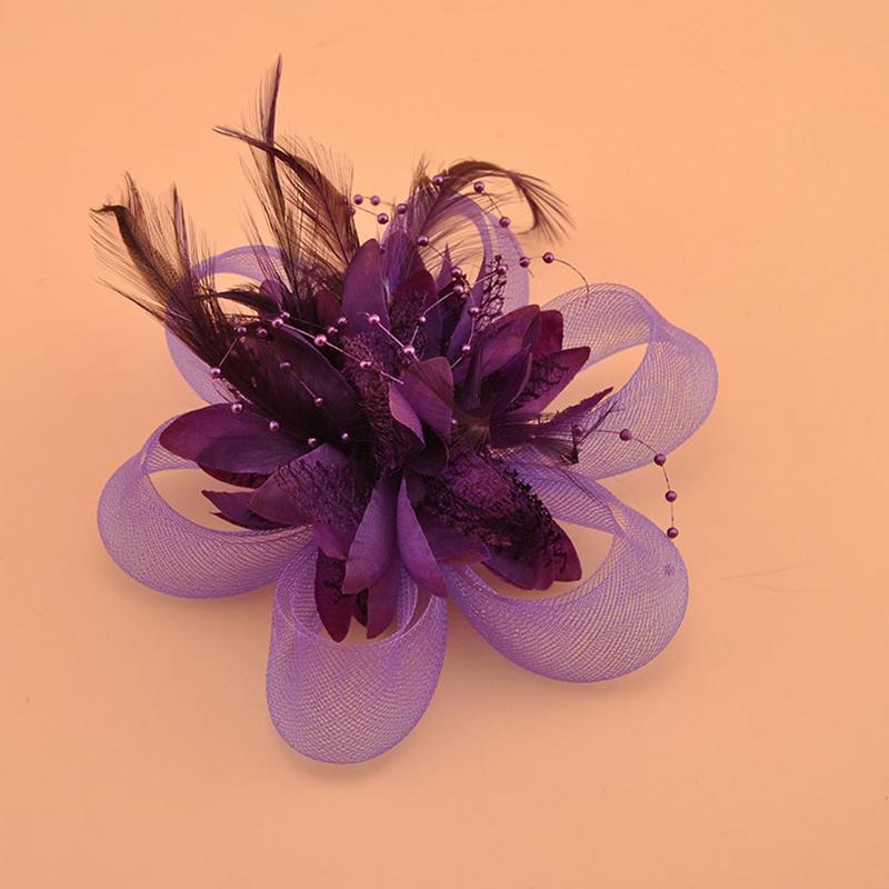 

1Pc Hair Clips Girl Women s Hair Accessories Flower Feather Fascinator Hat Pearl Beaded Decor Headwear