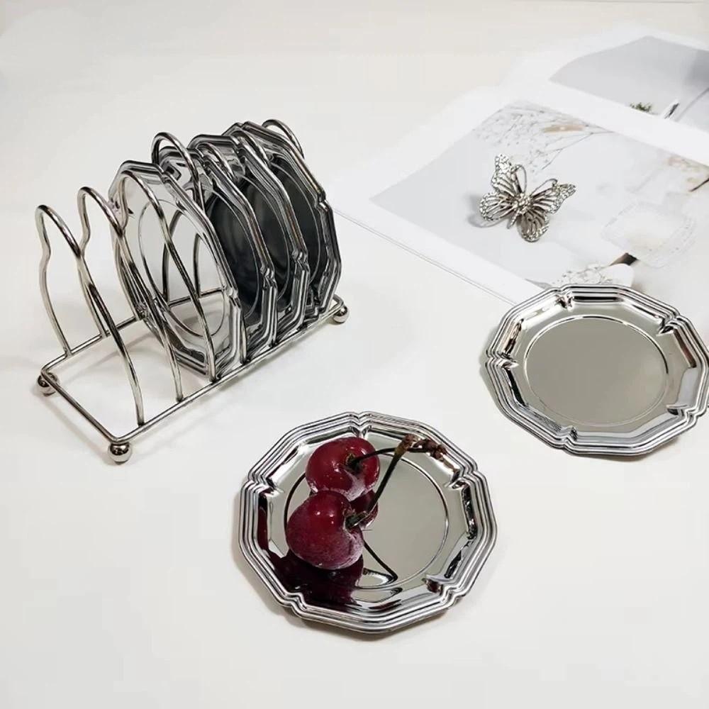 Mirror Surface Stainless Steel Cake Tray Silver Color Jewelry Display Tray  Jewelry Storage