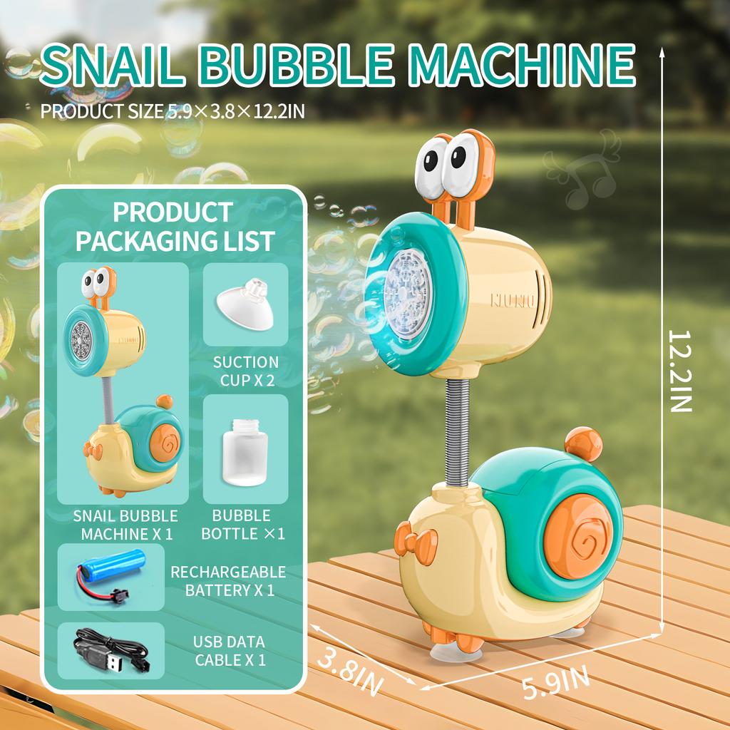 Snail Soap Bubble Machine Fully Automatic 20 Holes Children's Bubbles Gun LED Light Outdoor Game Boys Girls Toys for Kids Gifts