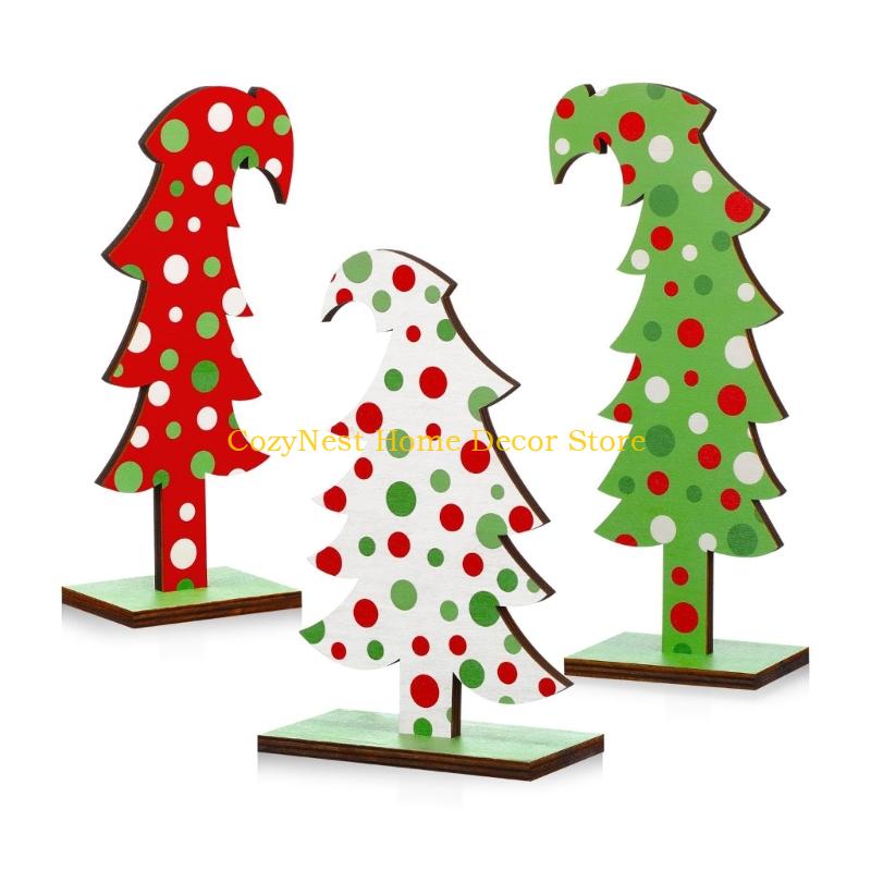 92MF 3 Pcs Christmas Tree Tabletop Green False Tree Ornaments Party Supplies For Home Office Holiday Decoration