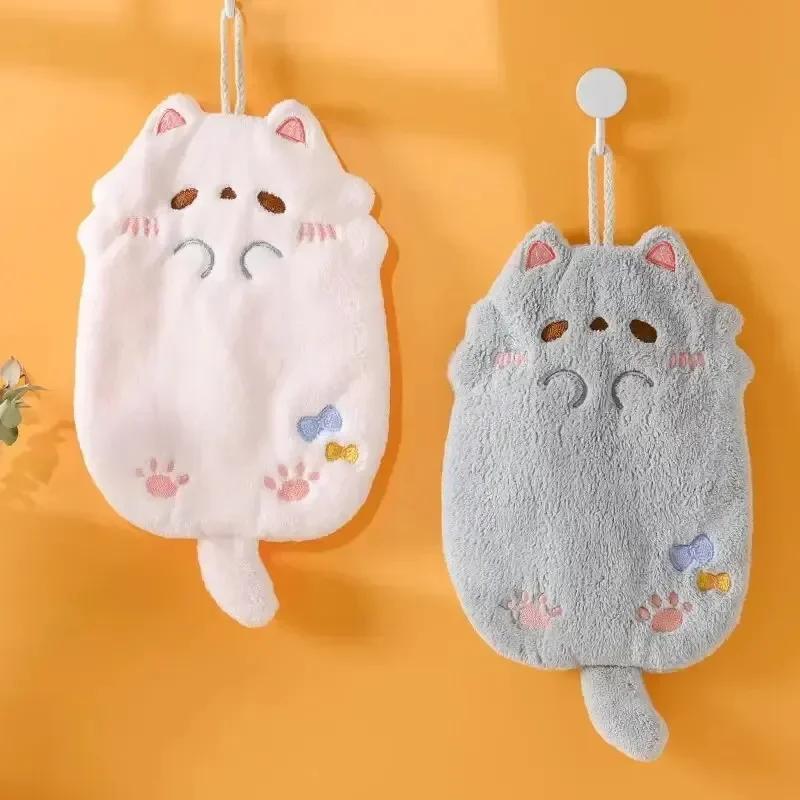 Cute Cartoon Tanuki Hanging Towel Coral Velvet Hair Does Not Lose Thick Cloth Kitchen Bathroom Absorbent Towels teapot