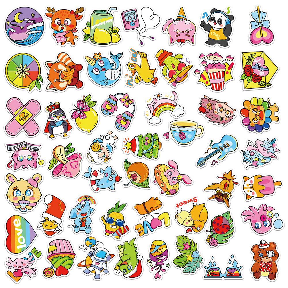 

50 листов милых мультяшных наклеек с животными, отпуск, граффити для детей