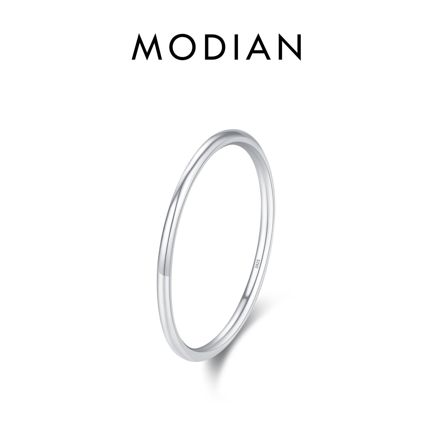 

MODIAN 925 Silver Simple Fashion Stackable Ring Classic Wave Geometric Exquisite Finger Rings For Women Party Jewelry 4.5