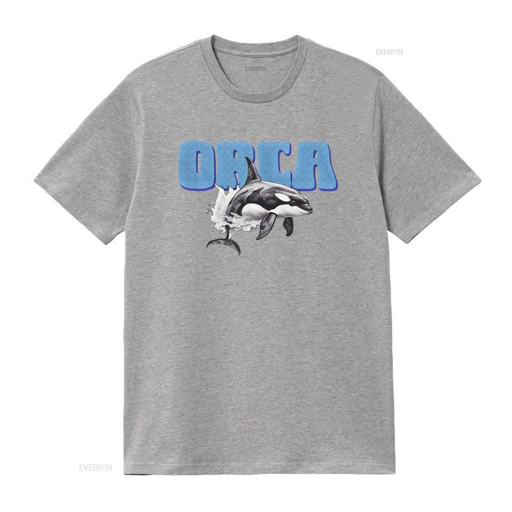 Orca Heavy Cotton T Shirt Killer Whale Design for Sea Lovers Vintage Washed Fashion Casual Versatile Stylish Soft Unisex