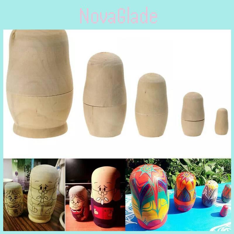 Beautiful Five Layer Russian Nesting Dolls Crafted From Natural Wood For Diy Projects