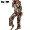 GMXIA Dames todelt loungewear-pysjamas i stretchsateng