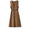Women's Semi-High Neck Top & Sequin Vest Dress Two-Piece Set with Belt