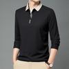 Neues Herren Business Casual Langarmhemd Einfarbiges Poloshirt Modisch Atmungsaktiv Bequem Vielseitiges Oberteil