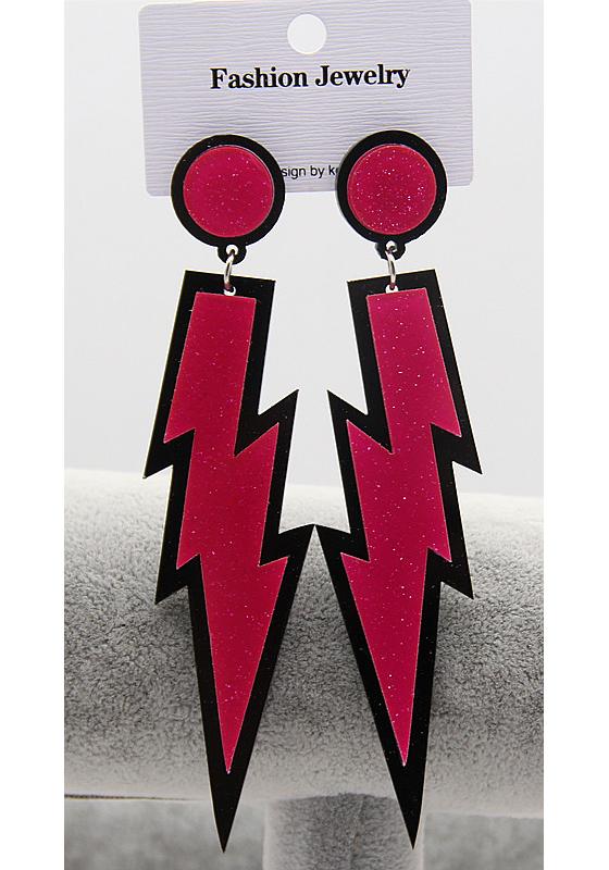 Statement Shiny Glitter Lightning Acrylic Drop Earrings For Women Punk Long Pendant Dangle Earrings Fashion Jewelry Accessories