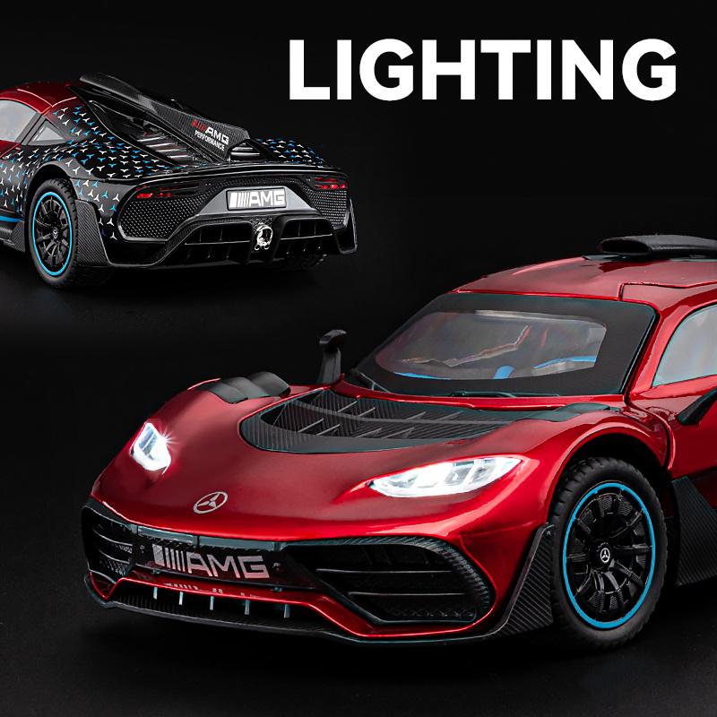 1/24 Benzs-One Alloy Sports Car Model Diecasts Metal Racing Car Vehicles Model Simulation Sound Light Collection Childrens Gifts