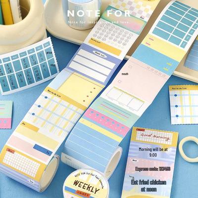 Tearable Sticky Notes Roll - Life Recorder Series: Simple Artistic Pattern Reminder Stickers for Students
