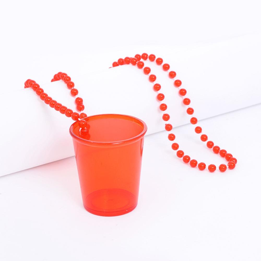 5Pcs Hanging Bachelorette Party Shot Glasses Transparent Reusable Shot Glass on Beaded Necklace Waterproof Simple Plastic Cups