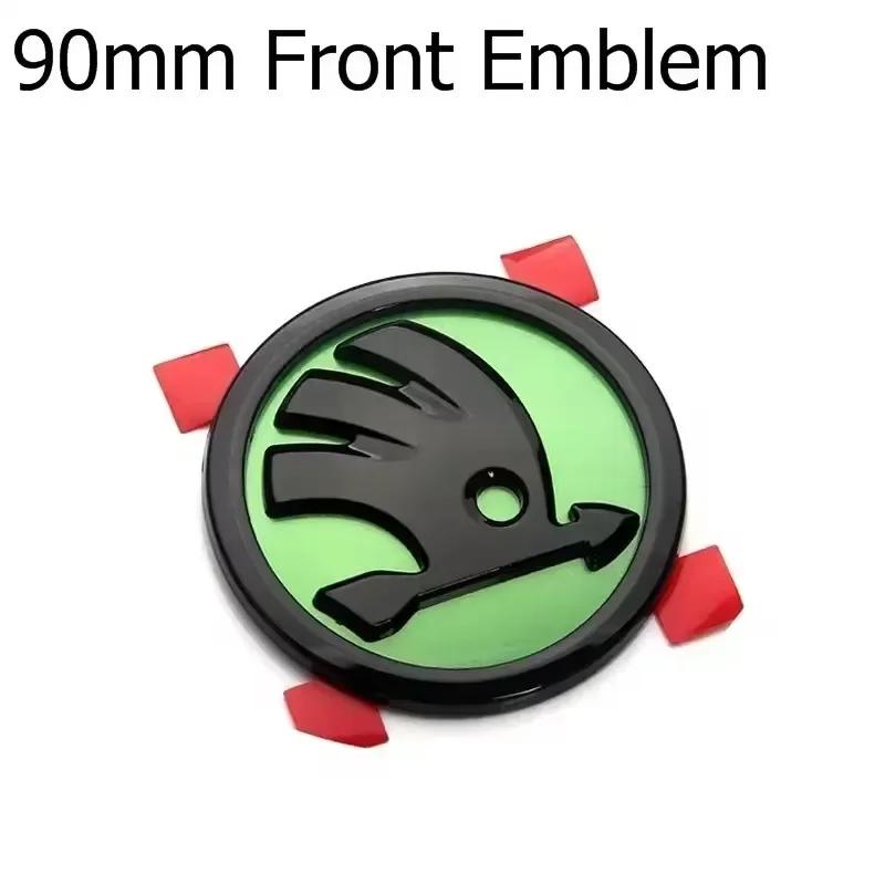 VYRC2 46/80/90mm Car Front Trunk Badge Steering Wheel Sticker for Skoda Logo Rapid Octavia Fabia Yeti Superb 2 3 Kodiaq Karoq