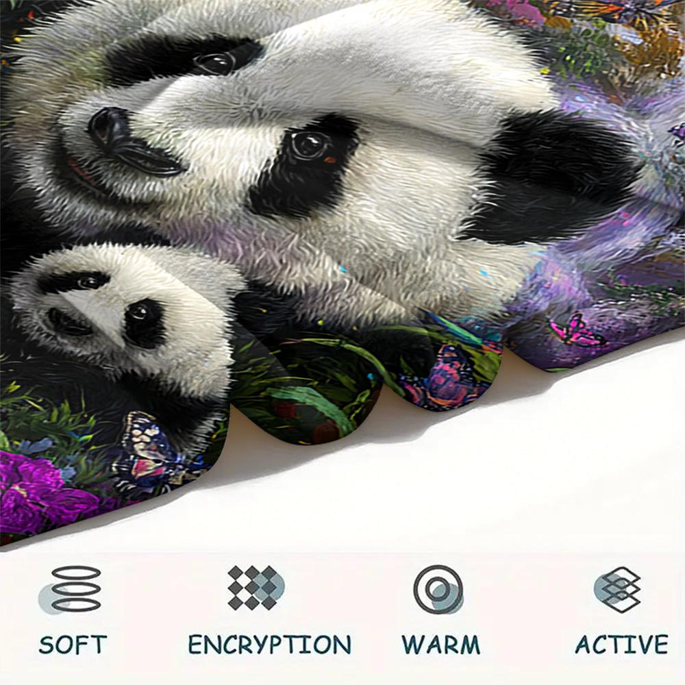 Pandas Print Flannel Blanket, High quality Comfortable for All Seasons, Home Decor, Warmth and Comfort, Perfect for Christmas Gifts