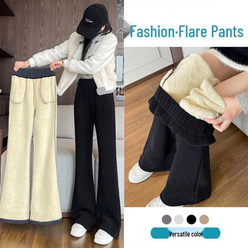 

Женские вельветовые расклешенные брюки с высокой посадкой и флисовой подкладкой - Черные, Утягивающие, Эластичные, Осень/Зима 2024. L (105-120 lbs)