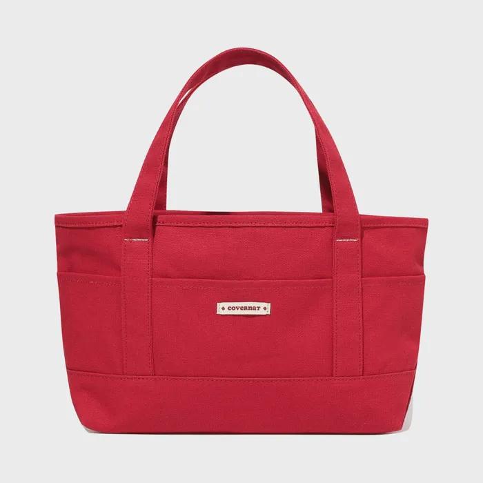 Clover Heart Mini Canvas Tote Bag Red