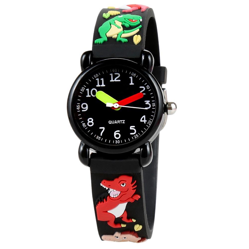 3D Hübsche Cartoon Dinosaurier Auto Uhr für Kinder Wasserdichte PVC Uhr für Mädchen und Jungen