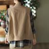 Autumn Vintage Twill Vest Loose Short Sleeveless Cardigan Top with Vest for Women Coats