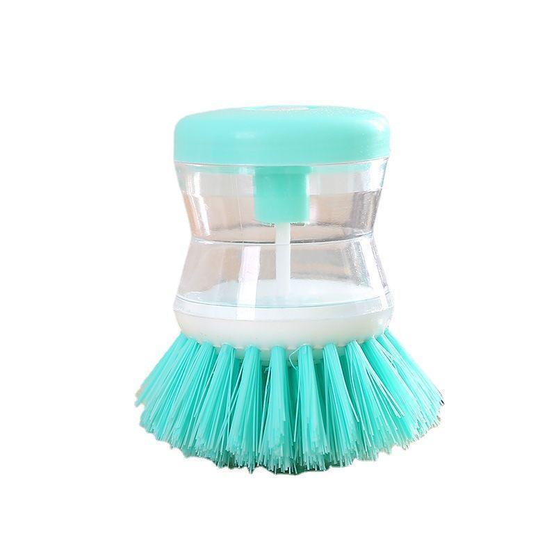 Press-Type Automatic Liquid Dispensing Dishwashing Brush - Creative Kitchen Tool for Pot Washing and Decontamination.